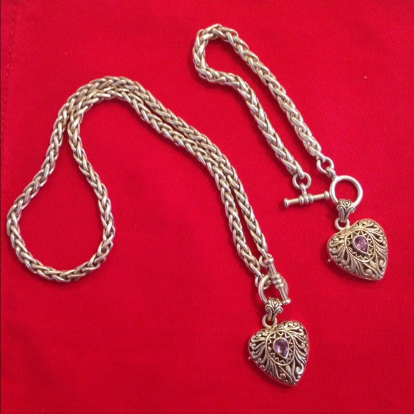 Sterling silver heart necklace and bracelet locket