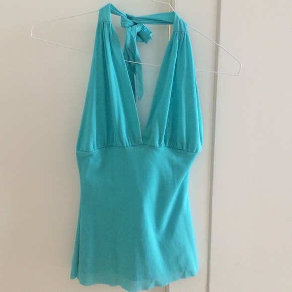 Teal color halter backless halter top