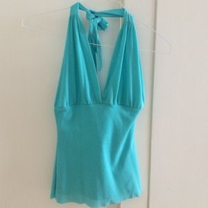 Teal color halter backless halter top