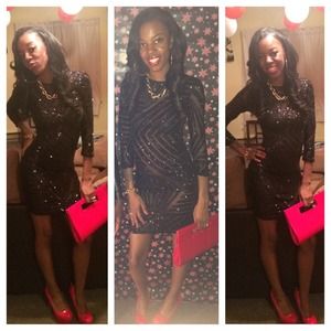 Black sequin & mesh dress