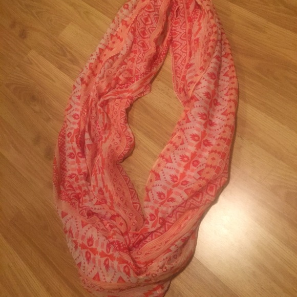 Pink cream and orange, longer infinity scarf NWOT - Picture 2 of 2