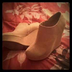 Beige bootie wedges