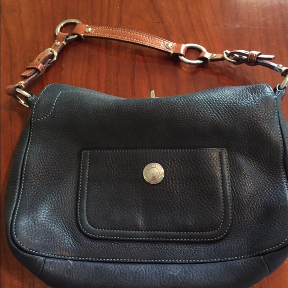 Navy leather coach handbag
