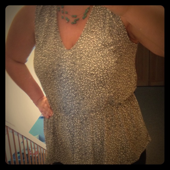 Banana Republic Peplum Top Black and White