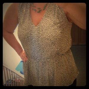 Banana Republic Peplum Top Black and White