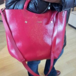Furla Alissa Fiamma red leather large tote bag