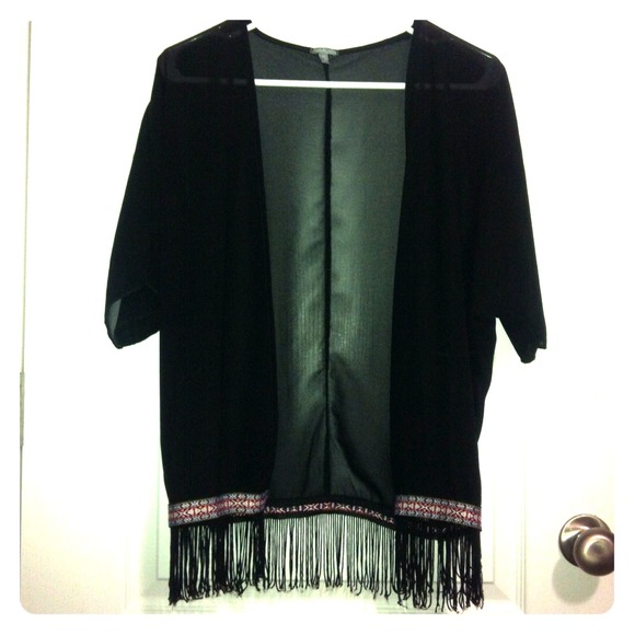 Black Fringe Kimono