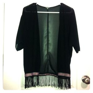 Black Fringe Kimono