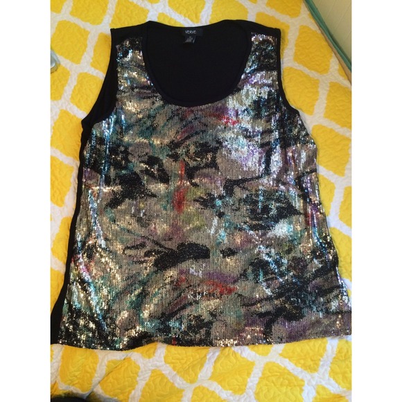 Tops - Black Sequined Tank!