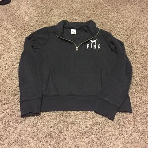Victoria's Secret pink half zip black sweatshirt