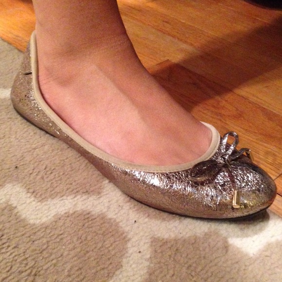 Michael Kors Crinkled Metallic Leather Ballet Flat - Picture 1 of 4