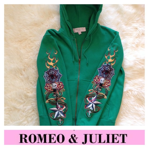 Romeo & Juliet Couture Jackets & Blazers - Tattoo Sleeve Romeo & Juliet Embroidered Hoodie