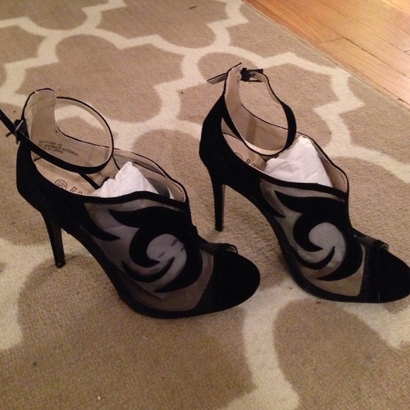 Black Mesh Heels
