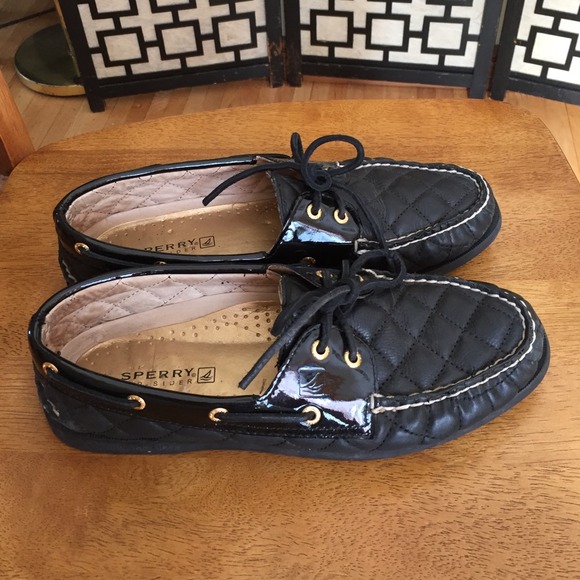 black leather deck shoes