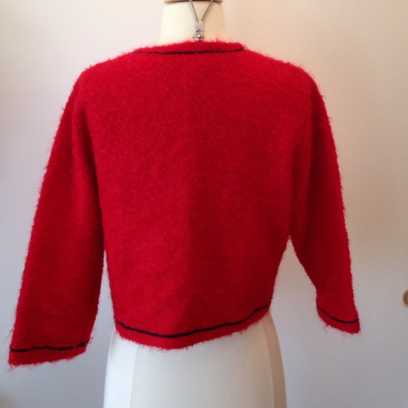 Vintage red mohair sweater jacket - Picture 3 of 4