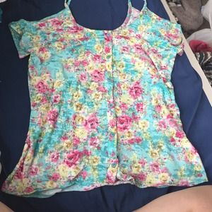 Deb button up floral shirt