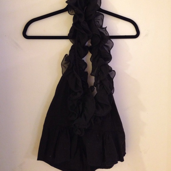 Black Ruffled Halter Top - Picture 1 of 3