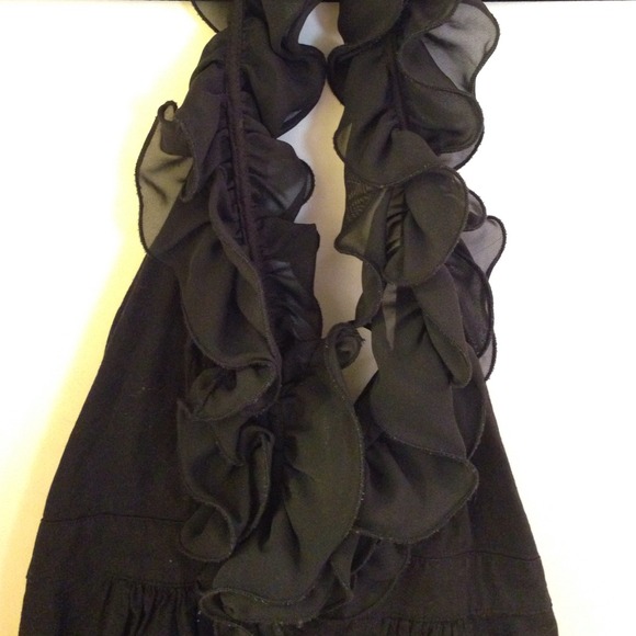 Black Ruffled Halter Top - Picture 2 of 3