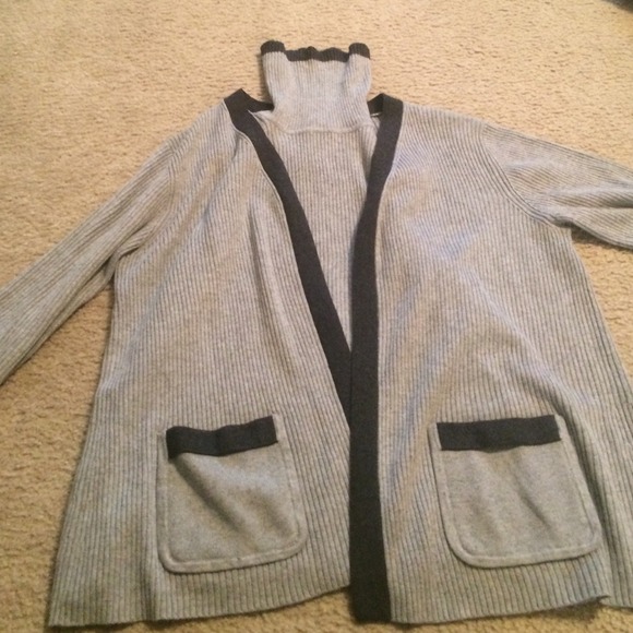 talbots 2pc sweater grey charcoal cashmere/silk