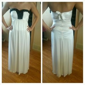 White black beaded prom dress