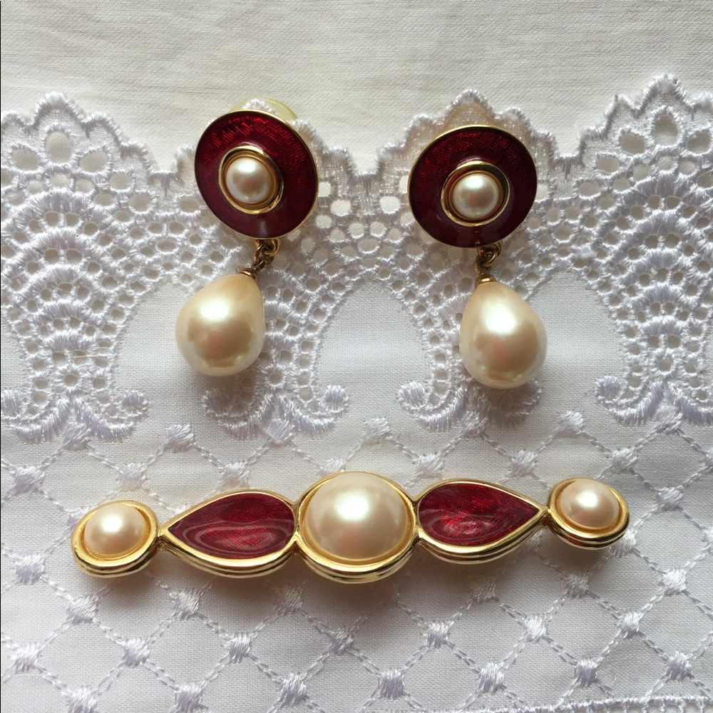 Vintage MONET earrings and pin set
