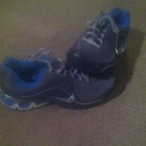 Blue and Gray nike shoes