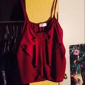 Maroon bow tie tank top