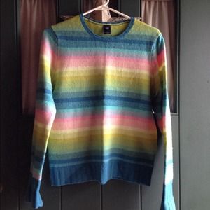 Gap rainbow sweater blue and pink 78% lambs wool