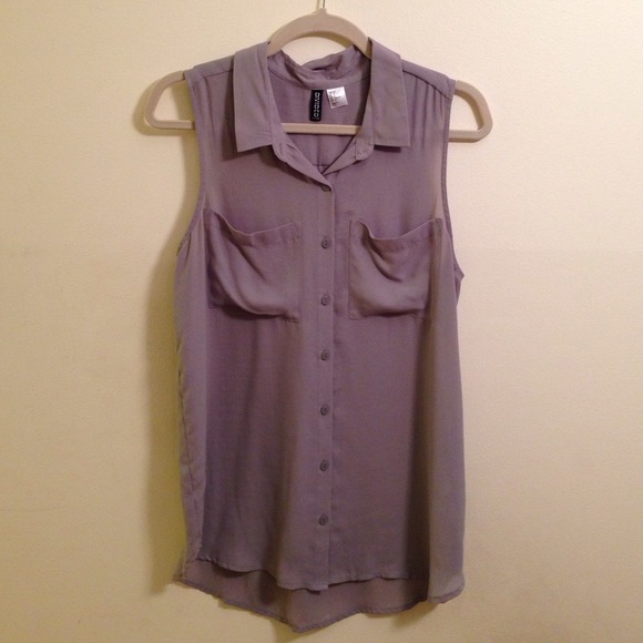 Grey Collared Chiffon Top