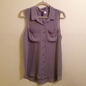 Grey Collared Chiffon Top