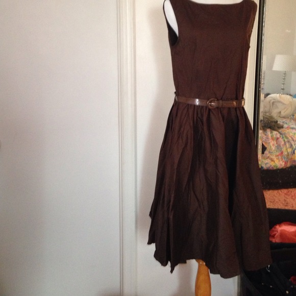 Dark brown cotton swing dress