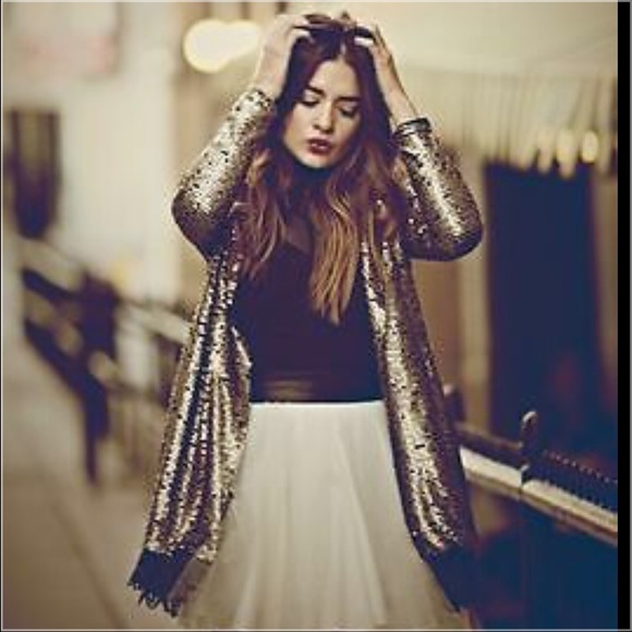 Free People Jackets & Blazers - Free People Gold Stardust Jacket