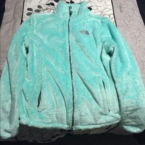 Light teal fuzzy northface