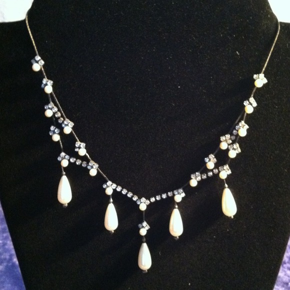 Pearl and rhinestone necklace