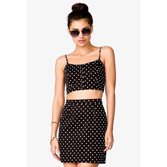f21 Polka dot Bustier and pencil skirt set NWT S/M