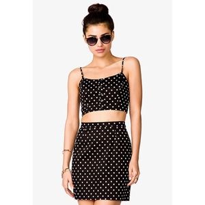 f21 Polka dot Bustier and pencil skirt set NWT S/M