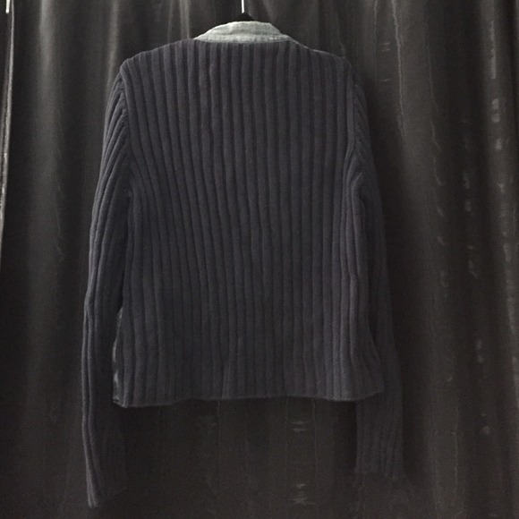 Jean jacket with navy knitted sleeves - Picture 2 of 2