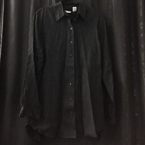 Black linen button up