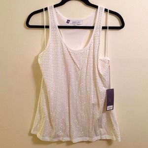 Jennifer Lopez White & Gold Studded Tank