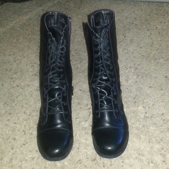 Black Combat Boots Mid Calf
