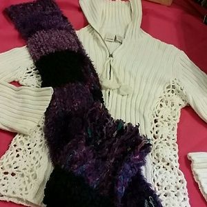 Sold! Zip Sweater Cardigan and Scarf Fits Medium