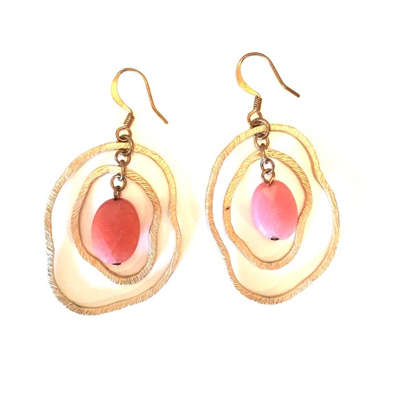 Coral and Gold Earrings