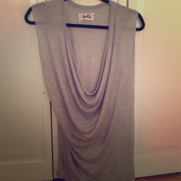 Grey cowl neck tee