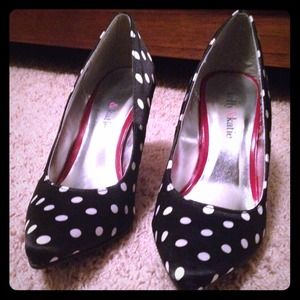 Kelly & Katie Black and White Polka Dot Pumps
