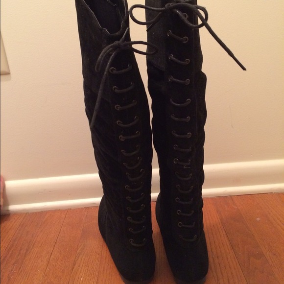 Black boots with lace-up back!
