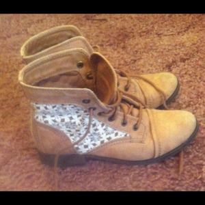 Short Tan Combat Boots