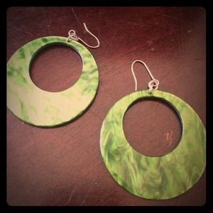 Green hoop earrings