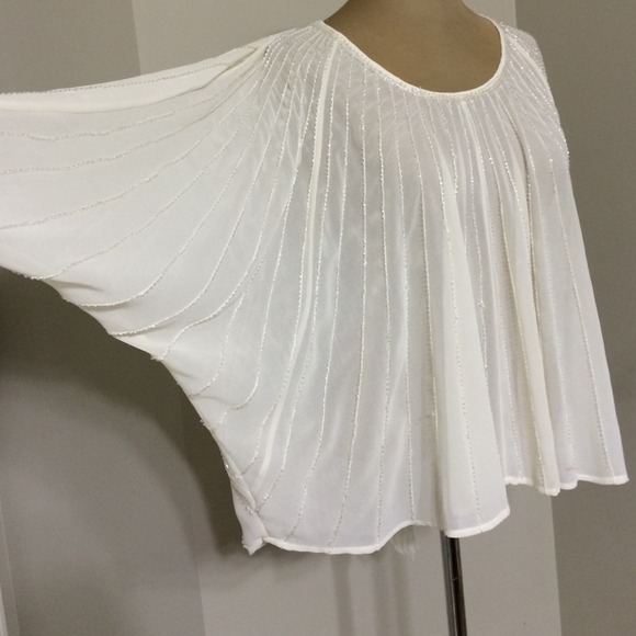 Bebe ivory beaded drape top