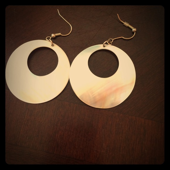 Shimmery white hoop earrings