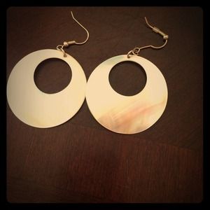 Shimmery white hoop earrings